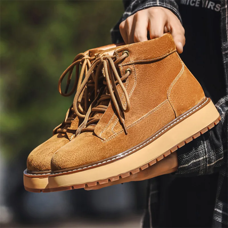 Men Formal Wear With Boots - New Autumn Winter Handmade Cow Suede