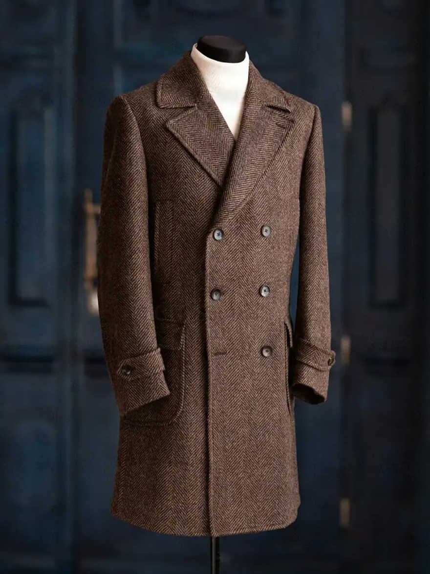 Modern Men Herringbone Overcoa - Men Formal Wear Modern 评论和价格