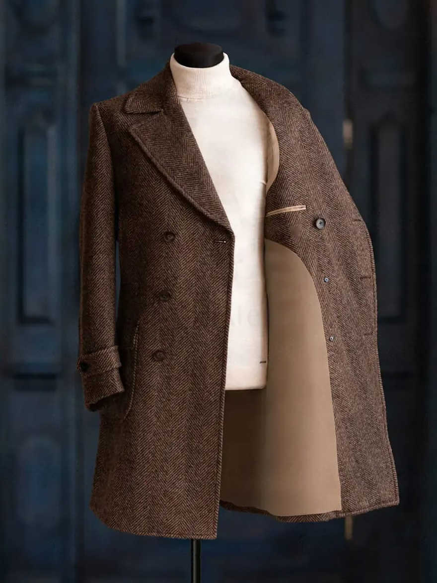 Modern Men Herringbone Overcoa - Men Formal Wear Modern 评论和价格