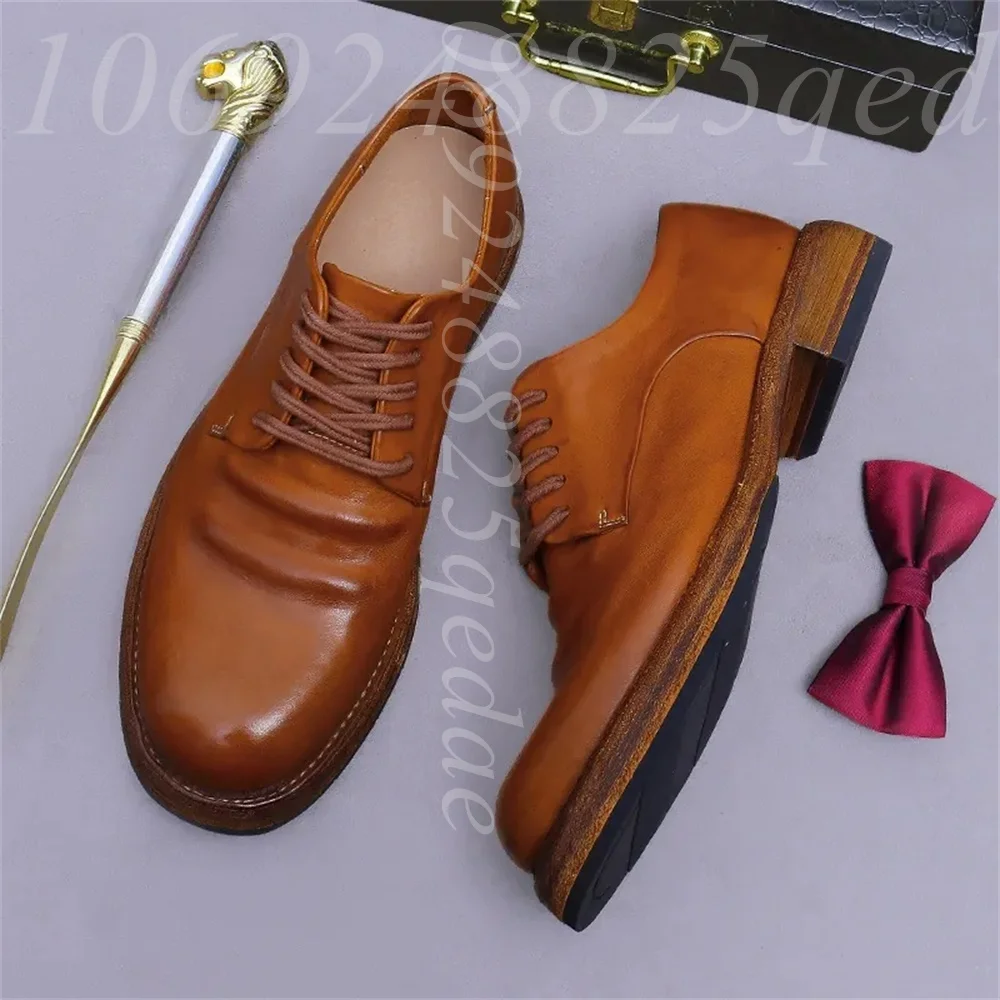 Men's Handmade Vintage Lace-Up - Formal Men Daily Wear Footwear 评论和价格