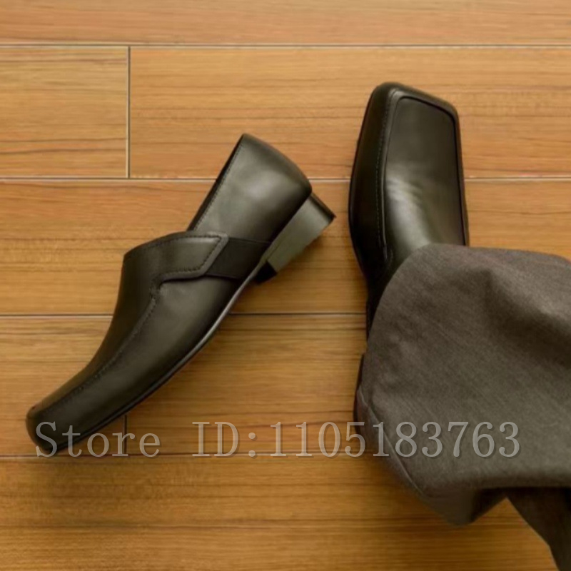 Men's Black Leather Square Toe - Formal Men Daily Wear Footwear 评论和价格