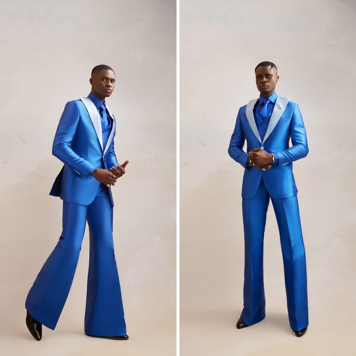 Satin Men Suit Set 3 Pcs Blaze - Men Formal Wear Modern 评论和价格