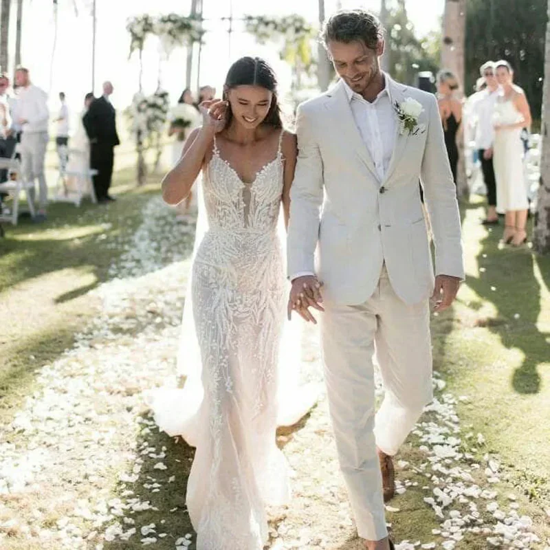 Linen Wedding Tuxedo For Men S - Men Formal Wear Modern 评论和价格