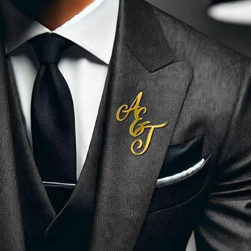 Custom Monogram Initial Name S - Tuxedo Lapel Pin 评论和价格