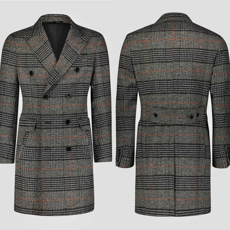 Modern Grid Woolen Blend Men O - Men Formal Wear Modern 评论和价格