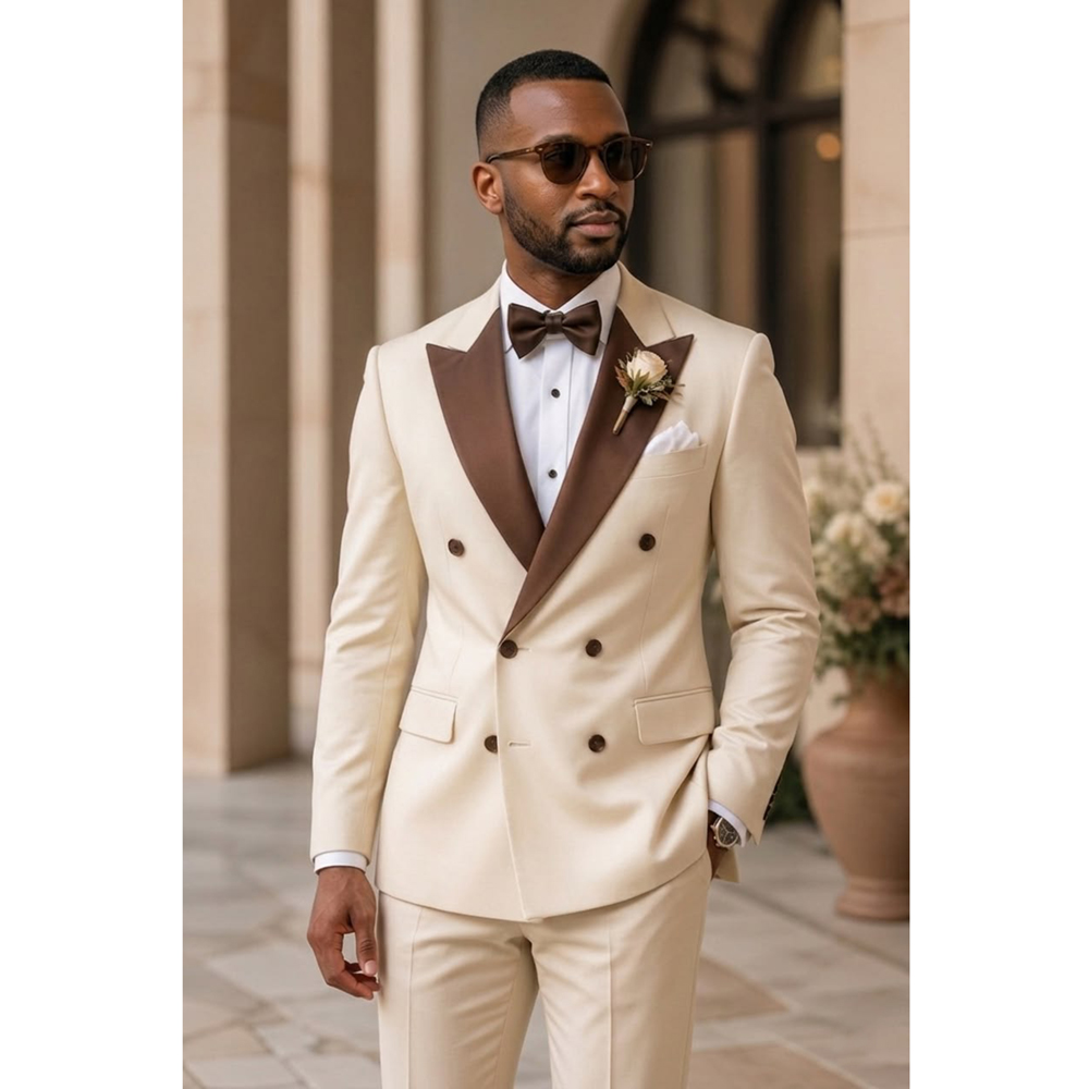 Men Double Breasted Tuxedo Sui - Men Formal Wear Modern 评论和价格