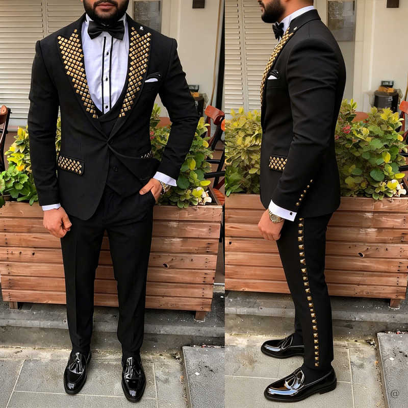 Modern Man Tuxedos Beaded Peak - Men Formal Wear Modern 评论和价格