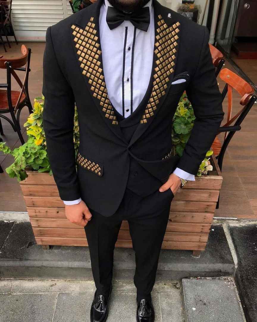 Modern Man Tuxedos Beaded Peak - Men Formal Wear Modern 评论和价格